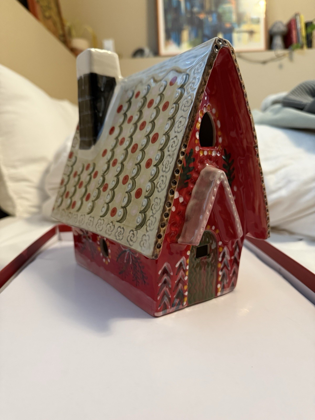 Anthropologie Nathalie Lete Christmas Village Red Ceramic House Anthropologie Nathalie Lete Christmas Village Red Ceramic House