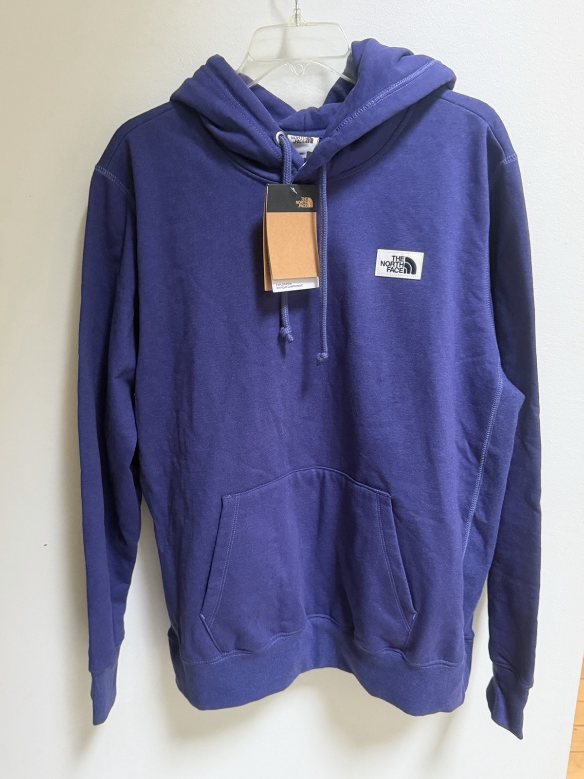 The North Face Mens Heritage Patch Hoodie M Blue Fleece Pullover NWT