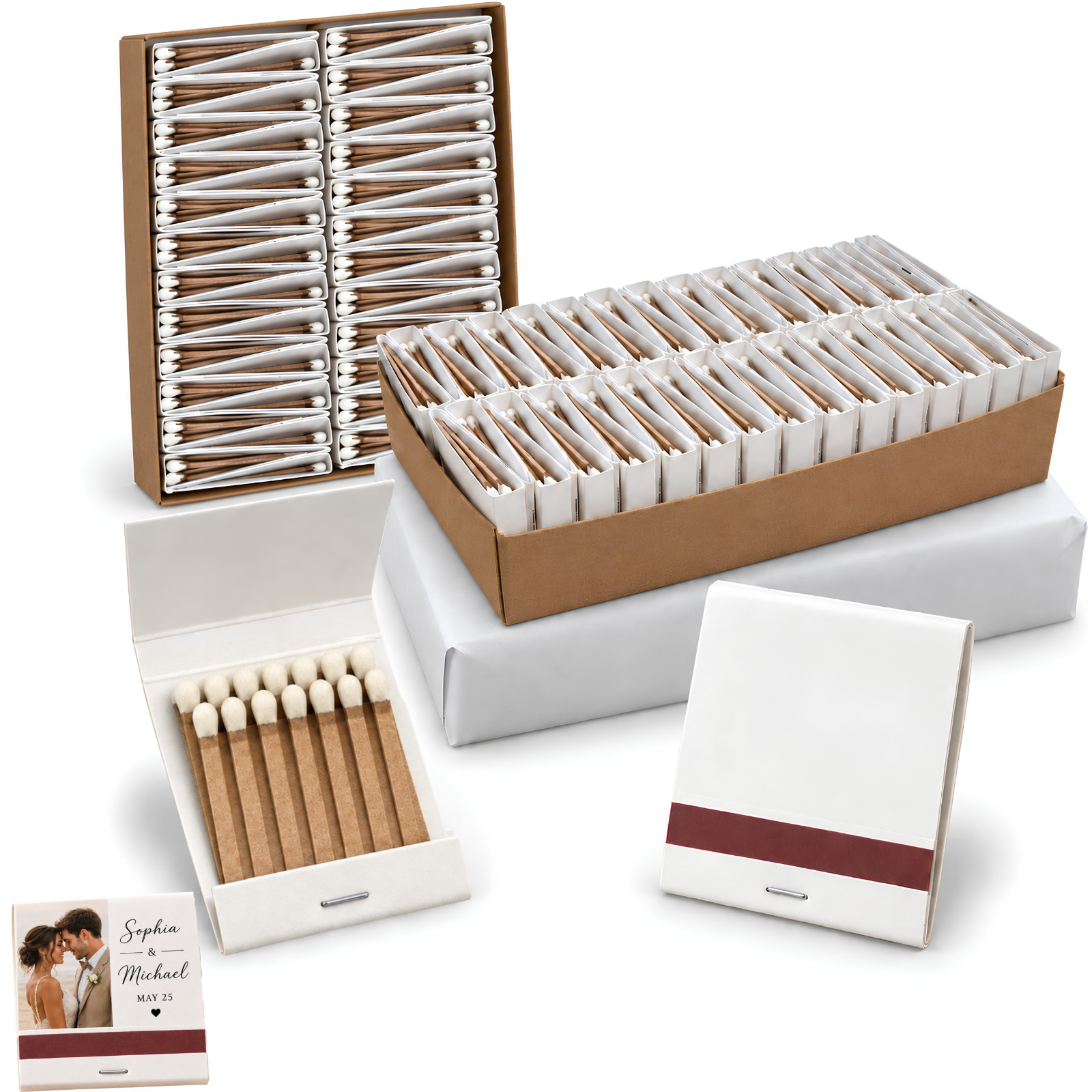 100 PACK Blank White Matchbooks | Plain Bulk Match Books for DIY, Favors, Events