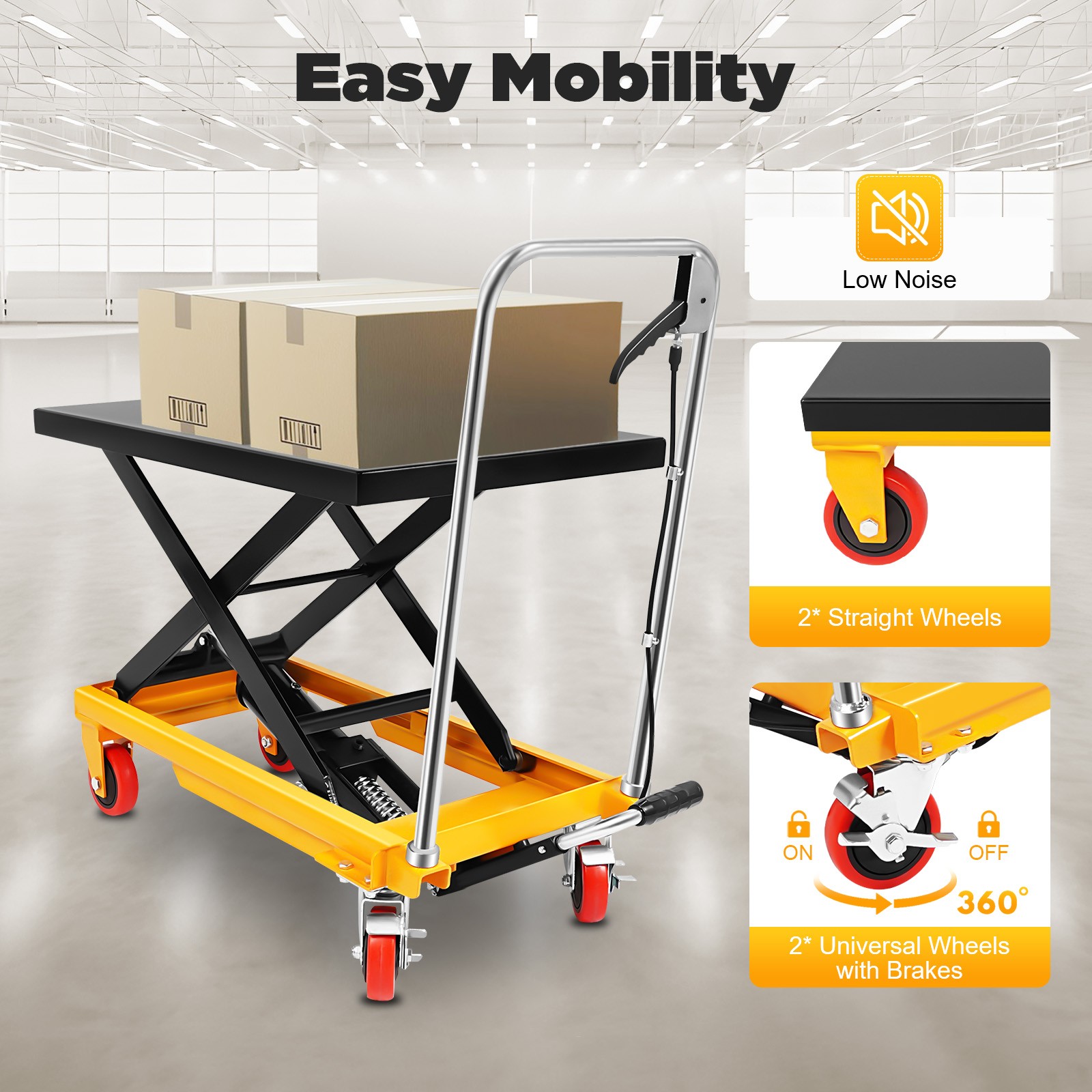 500lbs Hydraulic Lift Table Cart Steel Scissor Lift Table Hydraulic Lift Trolley