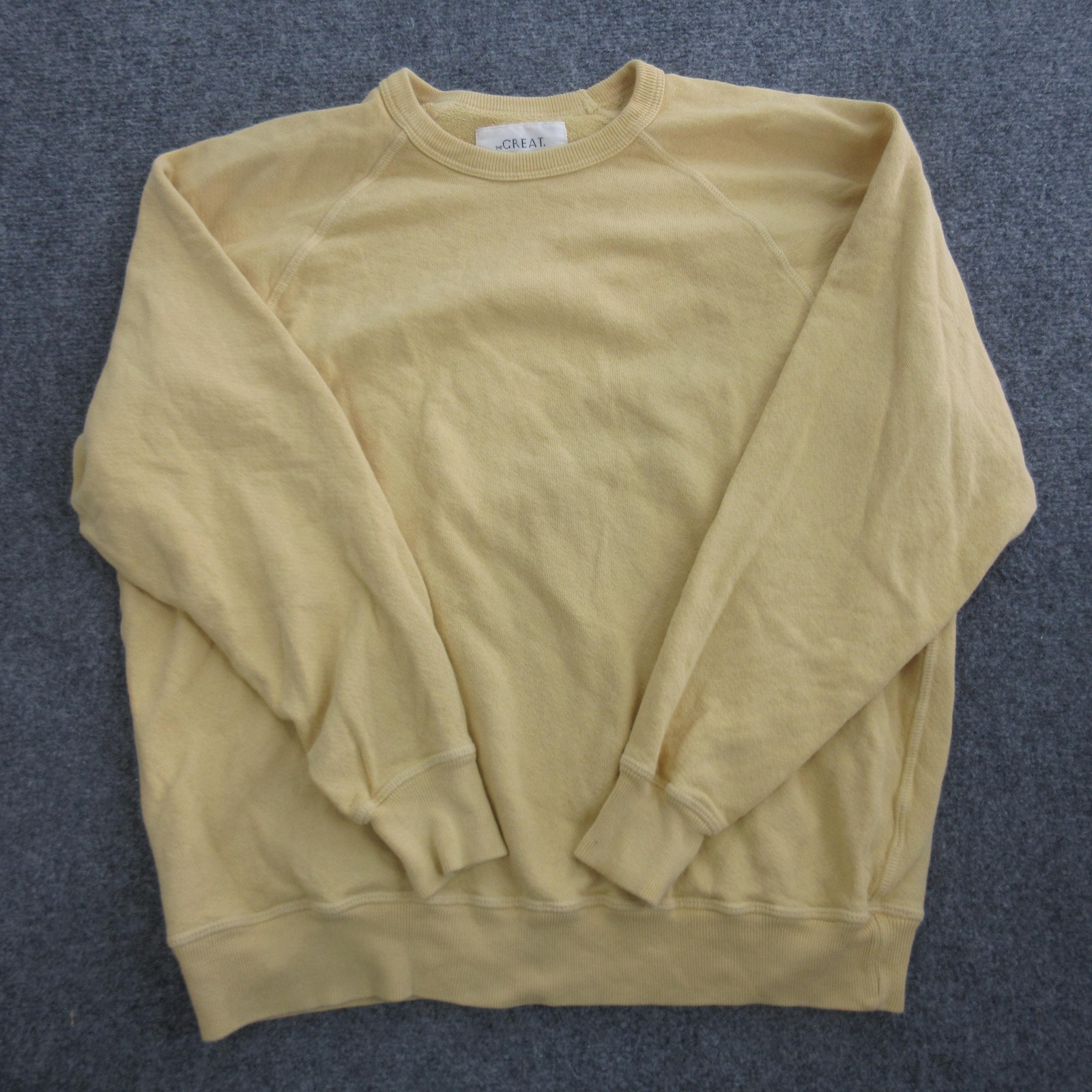 The Great Sweatshirt Womens 1 Yellow Terry Crewneck Pullover Raglan Made USA