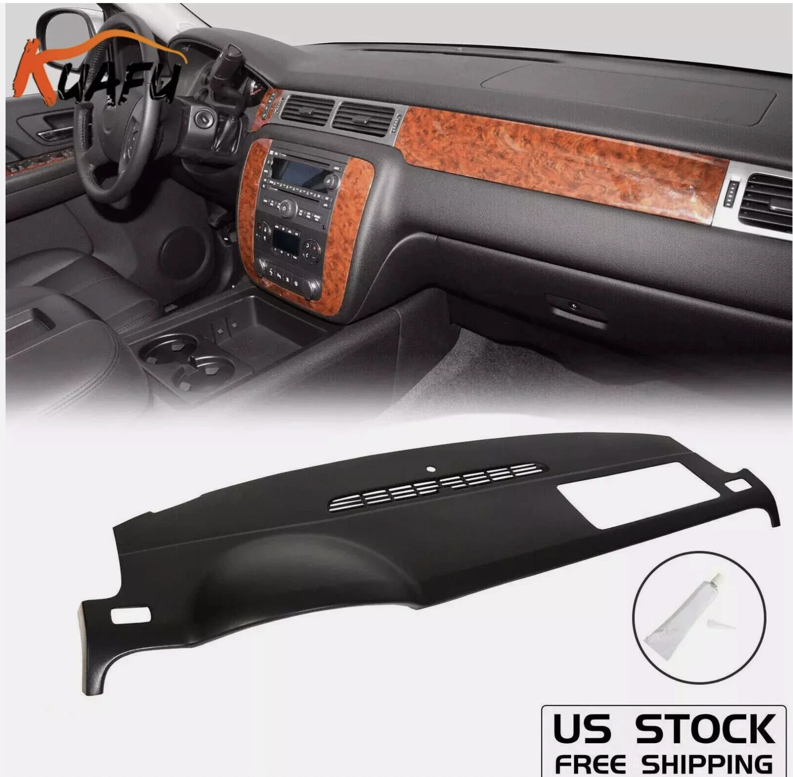 HARD DASHBOARD Dash Cover Cap Black For 2007-2014 Avalanche Suburban Tahoe Yukon