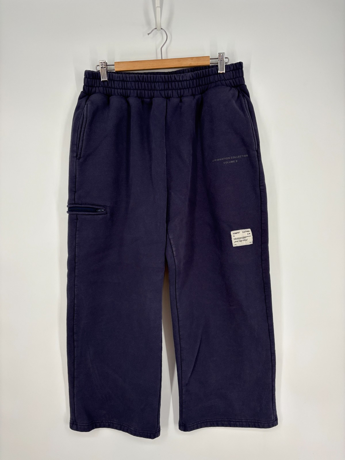 Comfrt Sweatpants Womens L Blue Affirmation Straight Leg Logo Pants