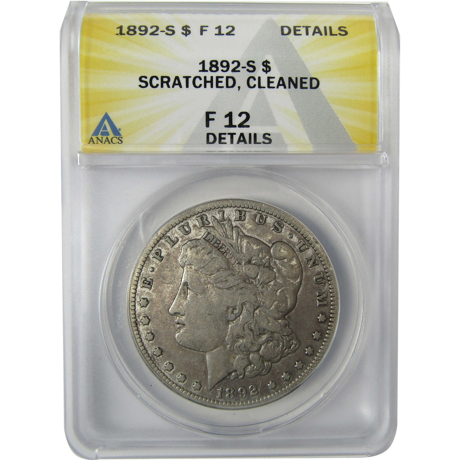 1892 S Morgan Silver Dollar F 12 Details ANACS $1 CoinSKU:CP862