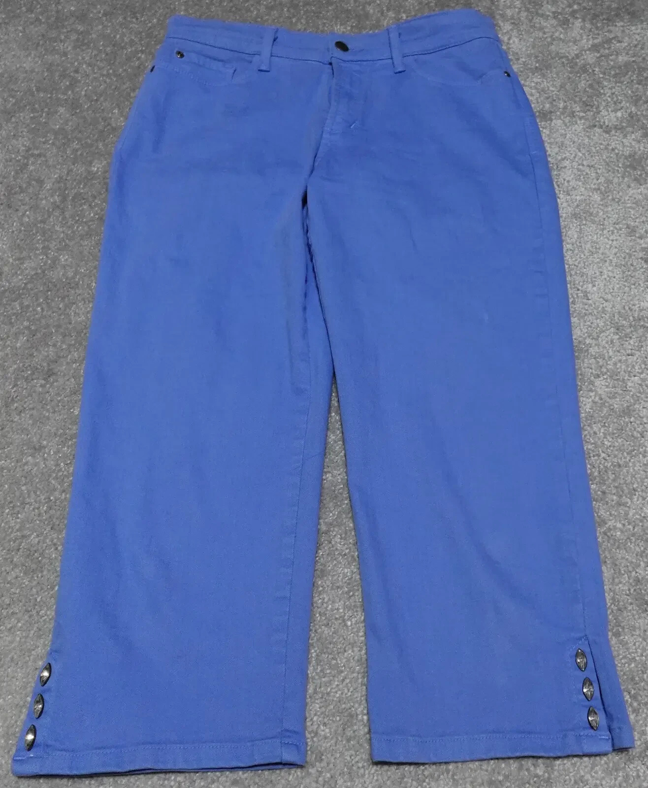 NYDJ Ariel Crop Jeans Women\'s Size 6 Blue Wide Leg Split Button Ankle