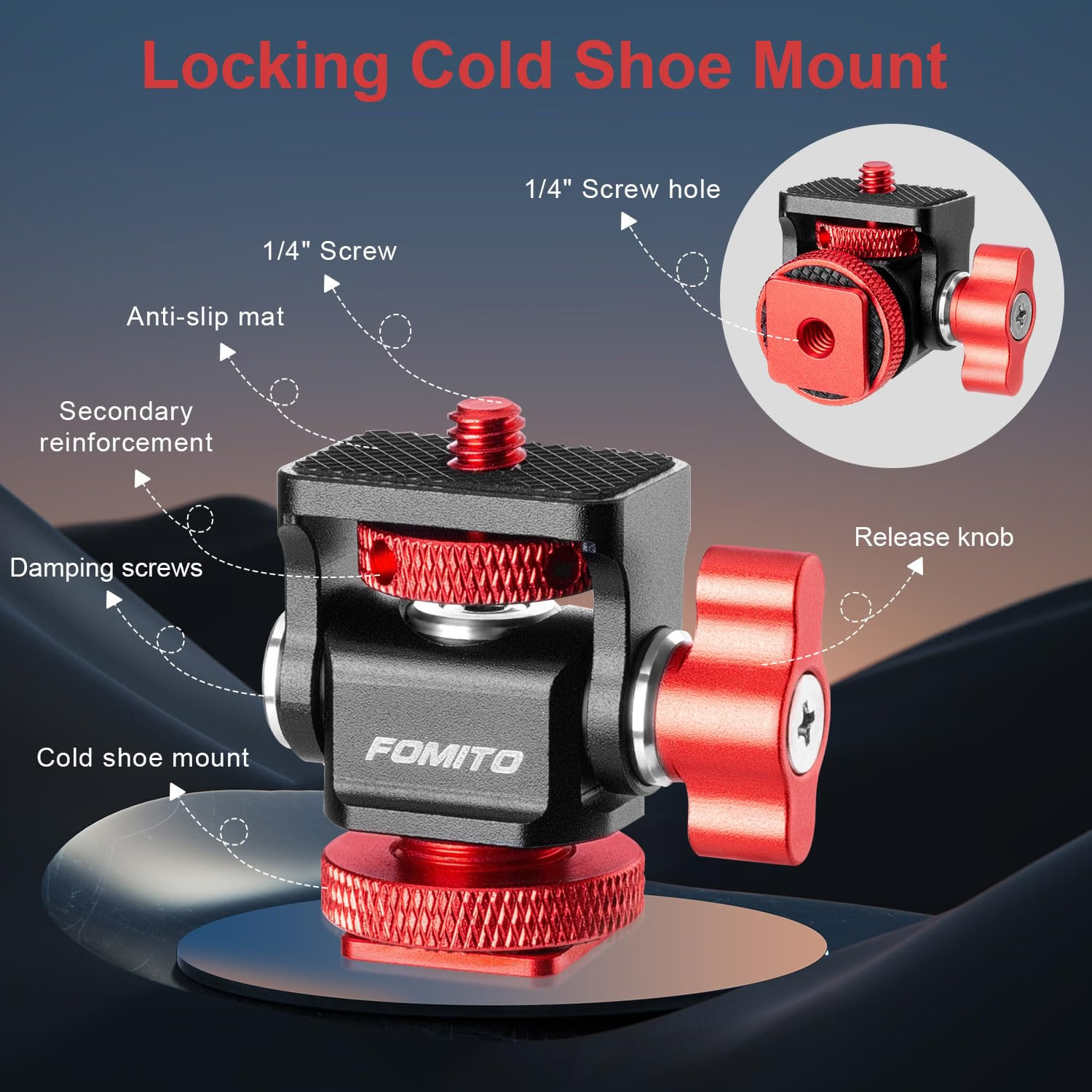 FOMITO Metal Rotary Adapter 360° Swivel Universal for Flash Speedlite, Field Mon FOMITO Metal Rotary Adapter 360° Swivel Universal for Flash Speedlite, Field Mon