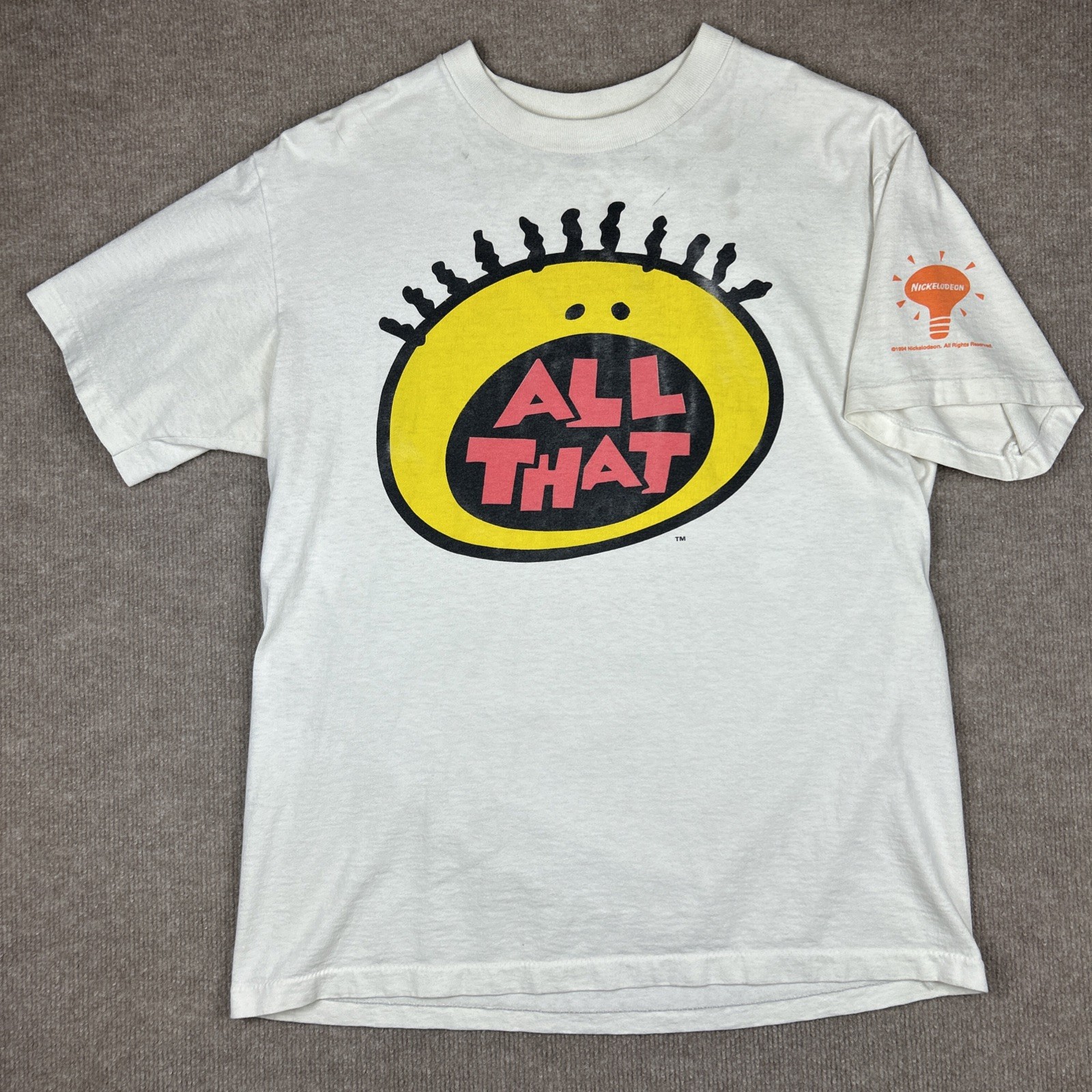 Vintage All That Nickelodeon T-shirt Size Adult Large Single Stitch 1994 White Vintage All That Nickelodeon T-shirt Size Adult Large Single Stitch 1994 White