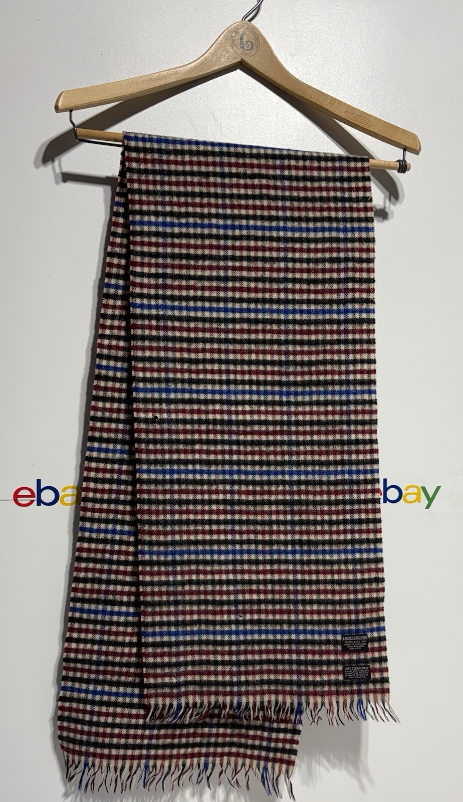 Vintage Brooks Brothers Scarf Cashmere Wool Blend Made In Scotland, READ