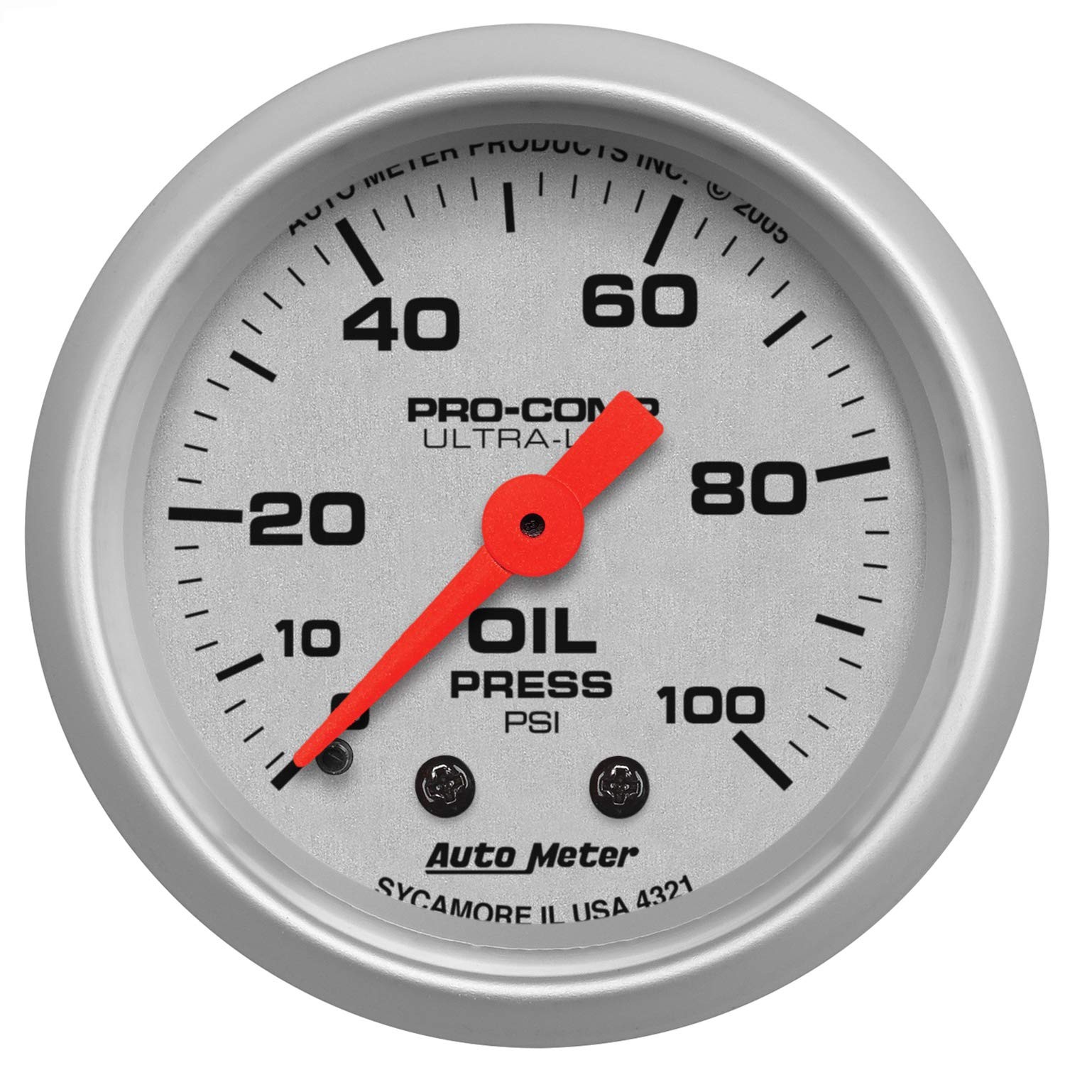 Auto Meter 4321 Ultra Lite Oil Pressure Gauge 0 - 100 PSI Mechanical 2 1/16\