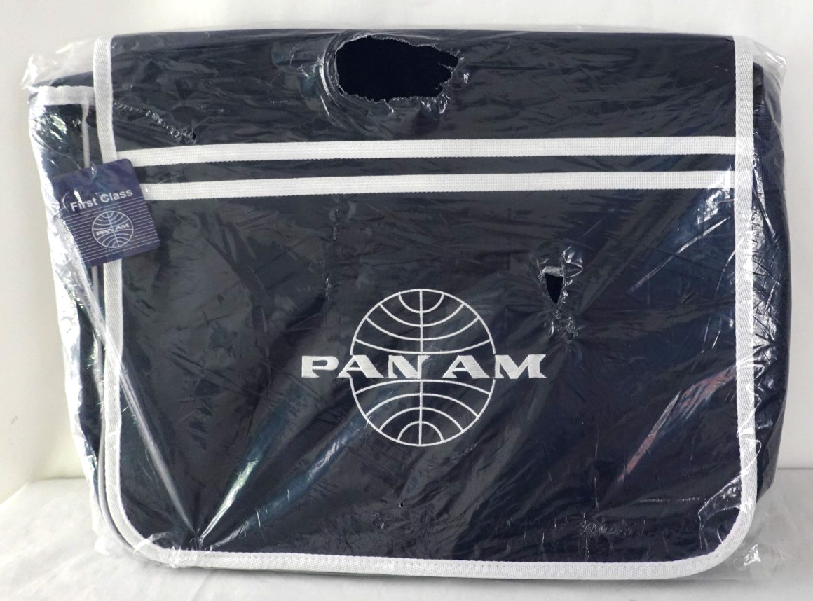 Pan Am Retro Navy Blue Shoulder Messenger Bag with White Stripes & Pan Am Logo
