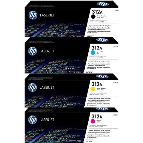 HP 312A Toner Cartridge Set (Black, Cyan, Magenta, Yellow) LaserJet Pro MFP M476