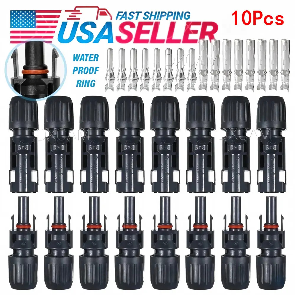 10 Pairs Male Female Solar Cable Connectors For DIY Solar Panel US