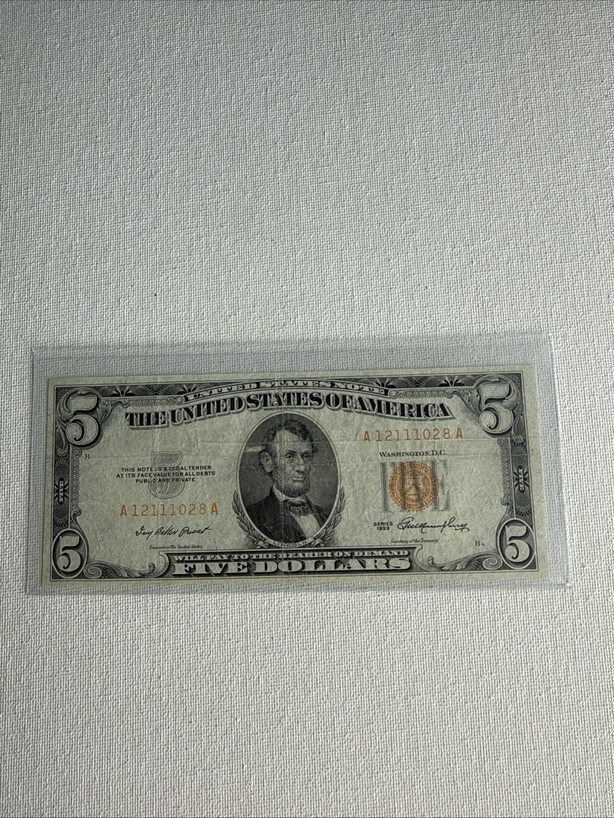 1953  $5 Dollar Bill  Yellow SEAL Note 🔥