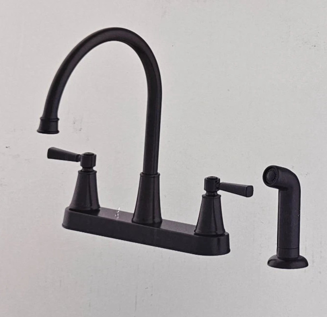 Glacier Bay Melina Matte Black 2 Handle Kitchen Faucet w/ Side Sprayer