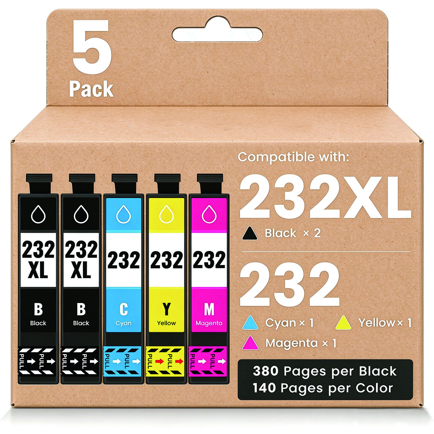 5PK T232XL Ink Cartridge Compatible for Epson 232XL WF-2930 2950 XP-4200 4205