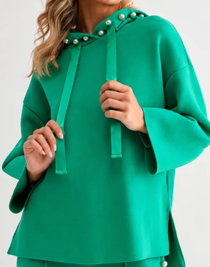NWT Joh Apparel Francine French Scuba Pearl Hoodie M Apple Green Premium NWT Joh Apparel Francine French Scuba Pearl Hoodie M Apple Green Premium