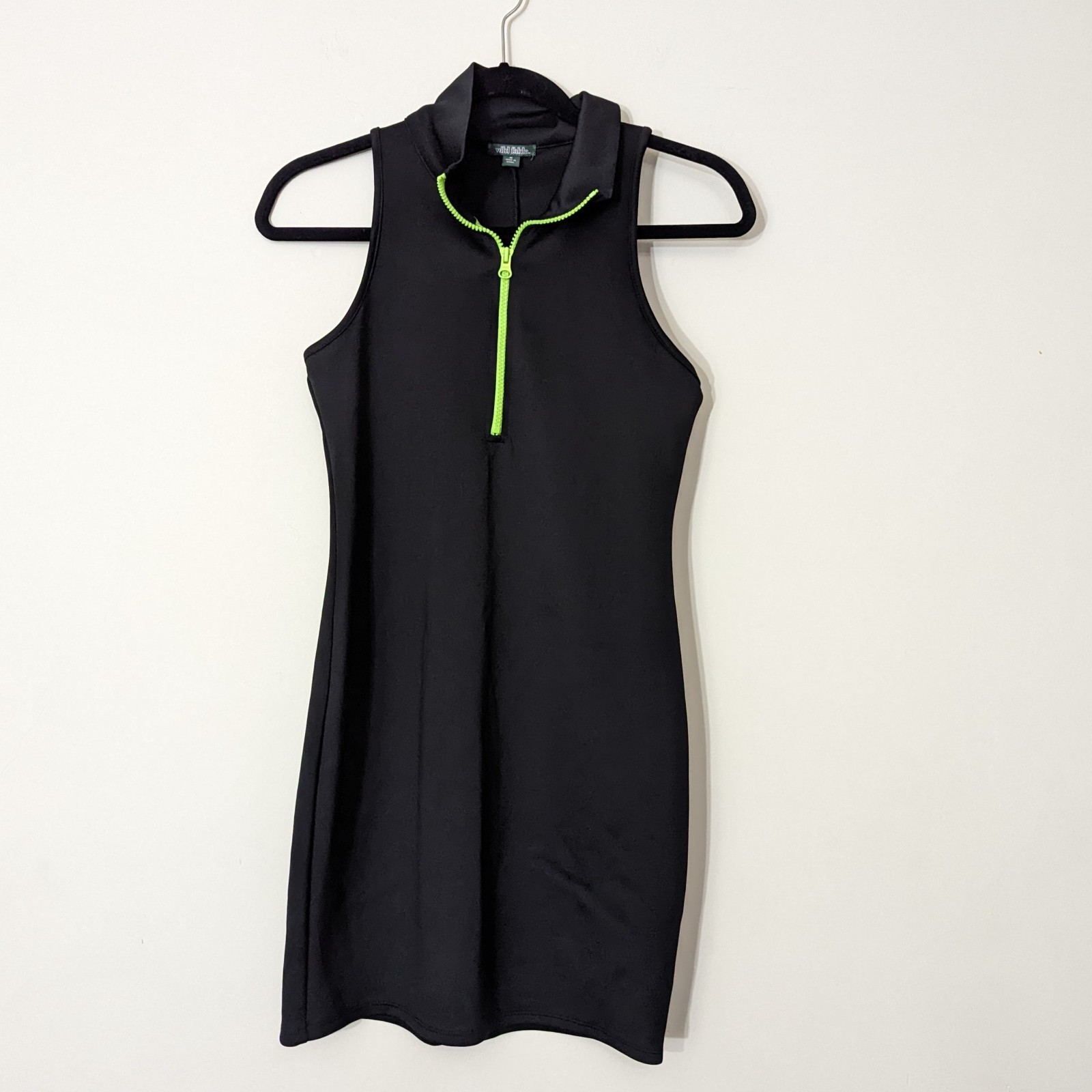 Black Scuba Bodycon Dress Neon Green Zipper Shego Wild Fable Juniors Medium Black Scuba Bodycon Dress Neon Green Zipper Shego Wild Fable Juniors Medium