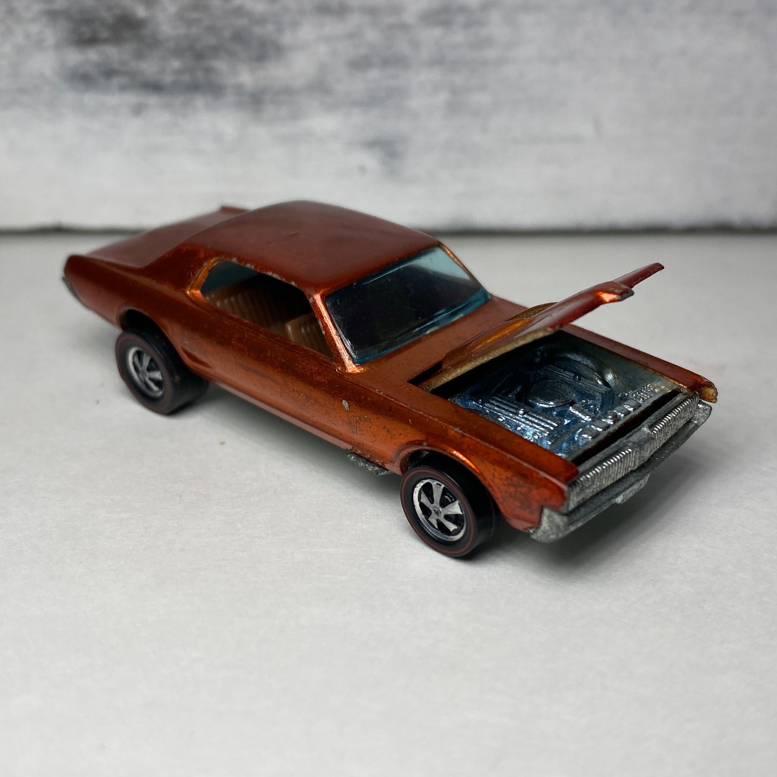 Vintage Hot Wheels Redline 1967 Orange Custom Cougar Brown Interior Vintage Hot Wheels Redline 1967 Orange Custom Cougar Brown Interior