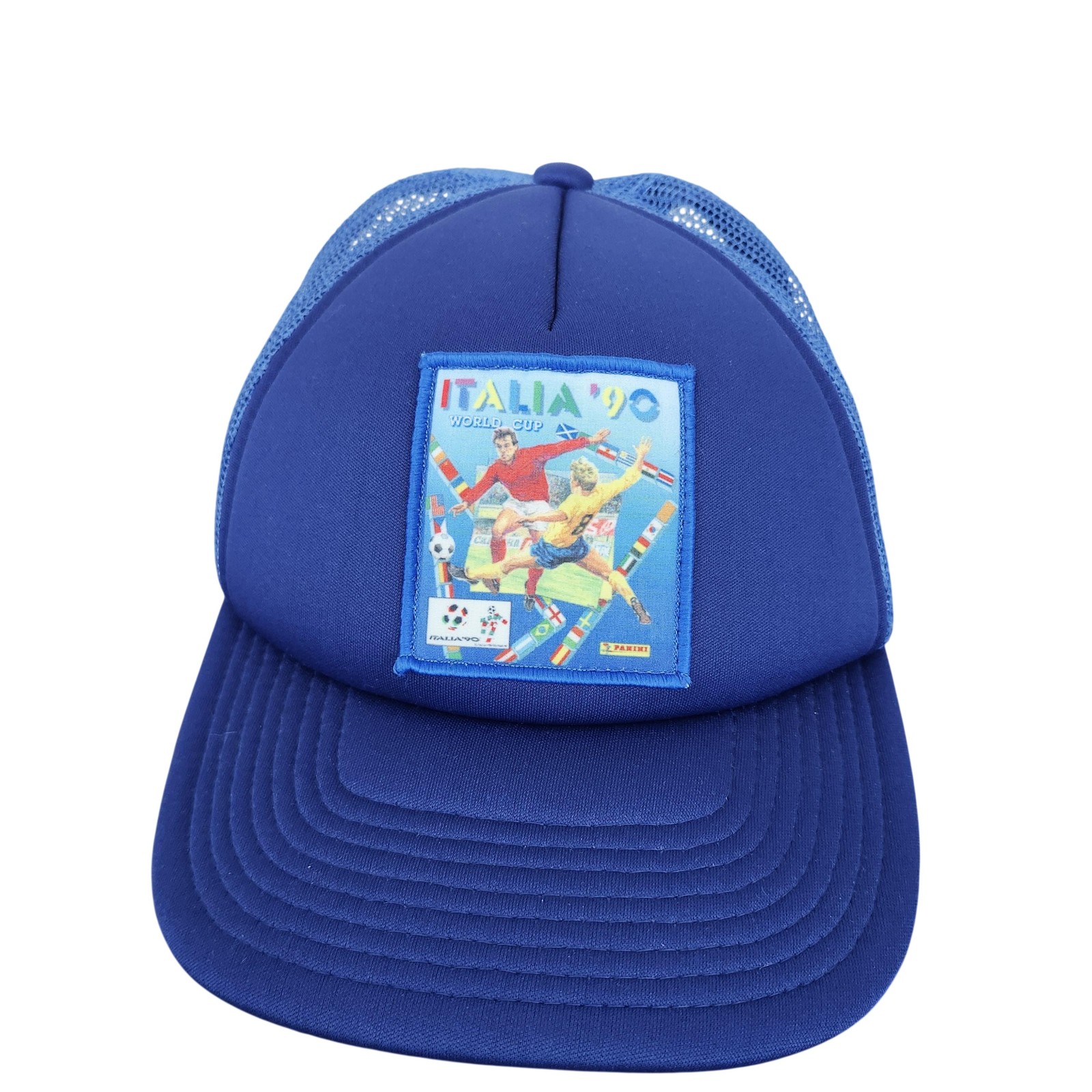 Italia 90 World Cup Hat Cap Snap Back Mens One Size Blue Soccer Panini Trucker
