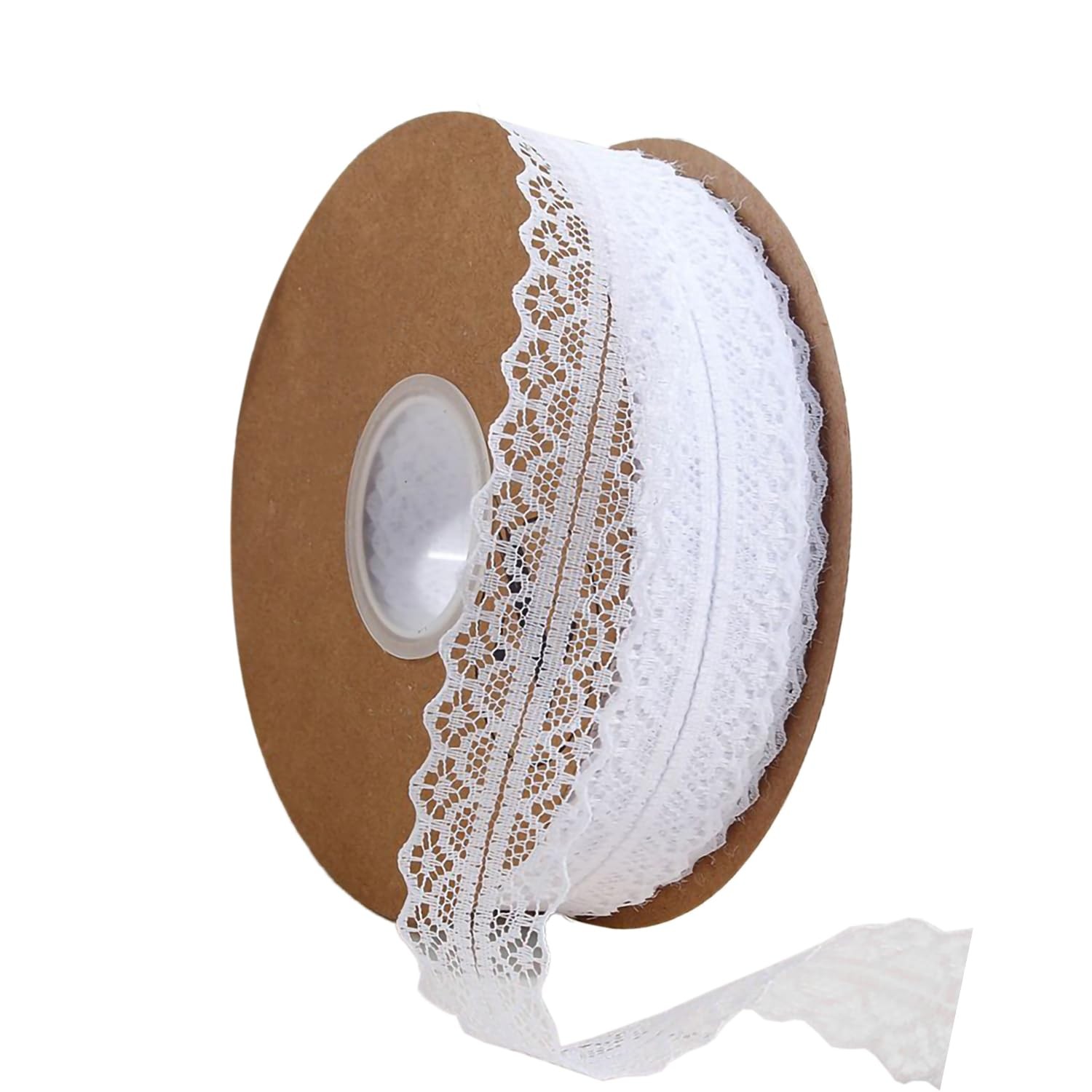 White Lace Ribbon, 50-Yard Vintage Jacquard Ribbon Floral Decorative Trim