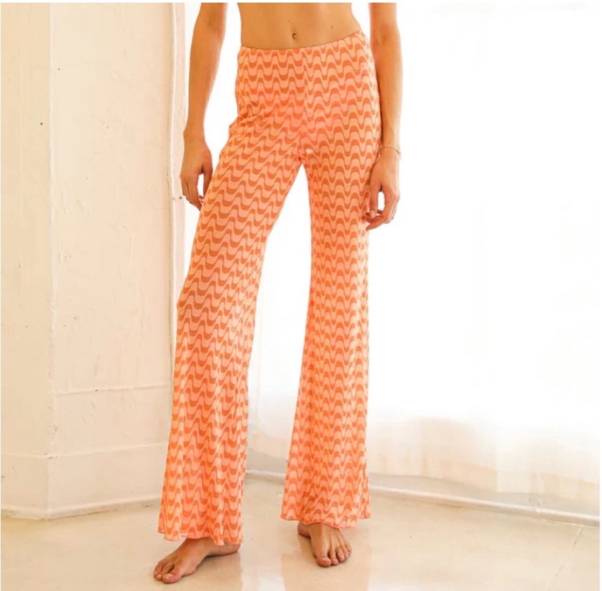 Dipping Daisys NWT Orange Swirl Mesh Flair Palm Springs Pants Size XL