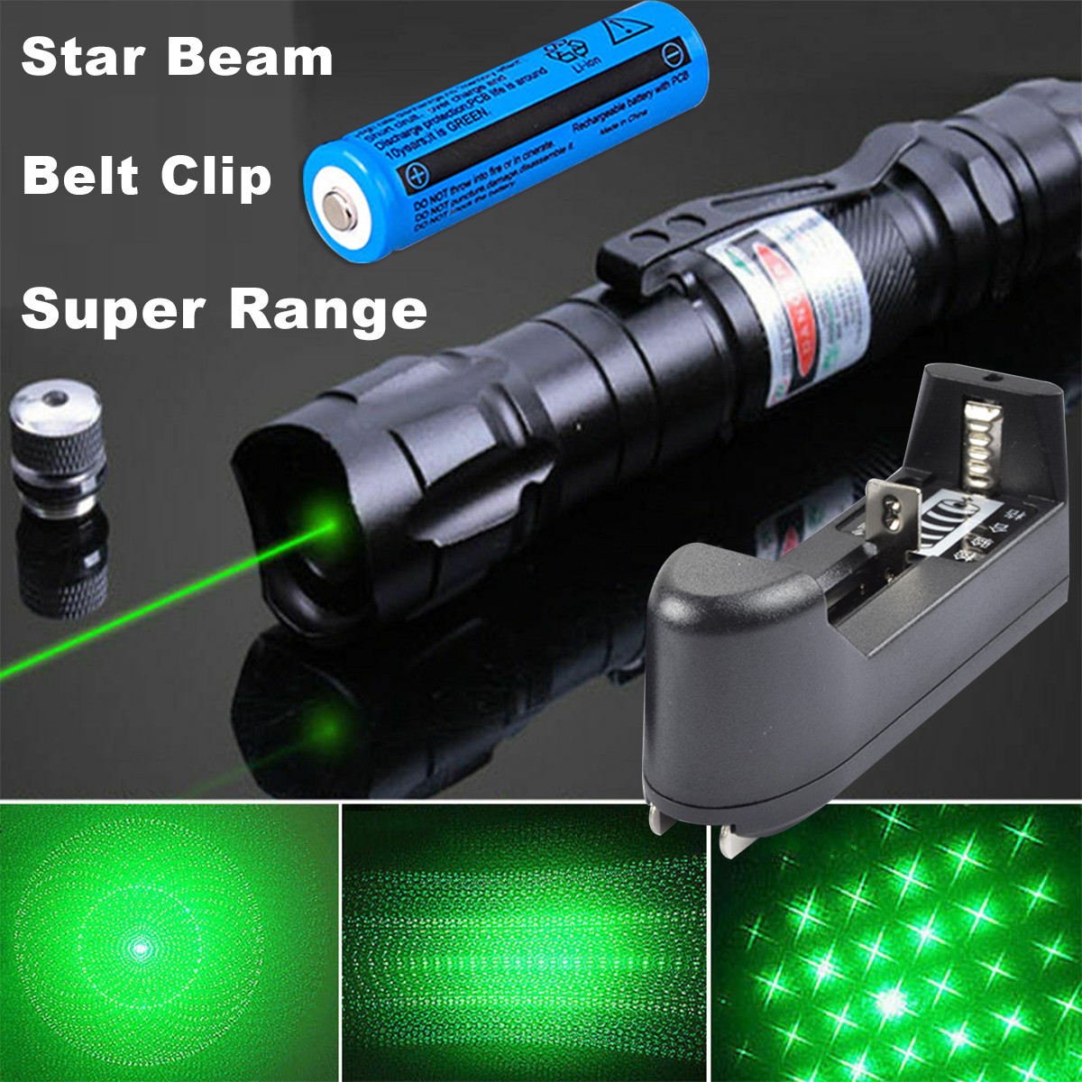 990Miles Green Laser Pointer Pen Star Pattern Visible Beam Rechargeable Lazer 990Miles Green Laser Pointer Pen Star Pattern Visible Beam Rechargeable Lazer