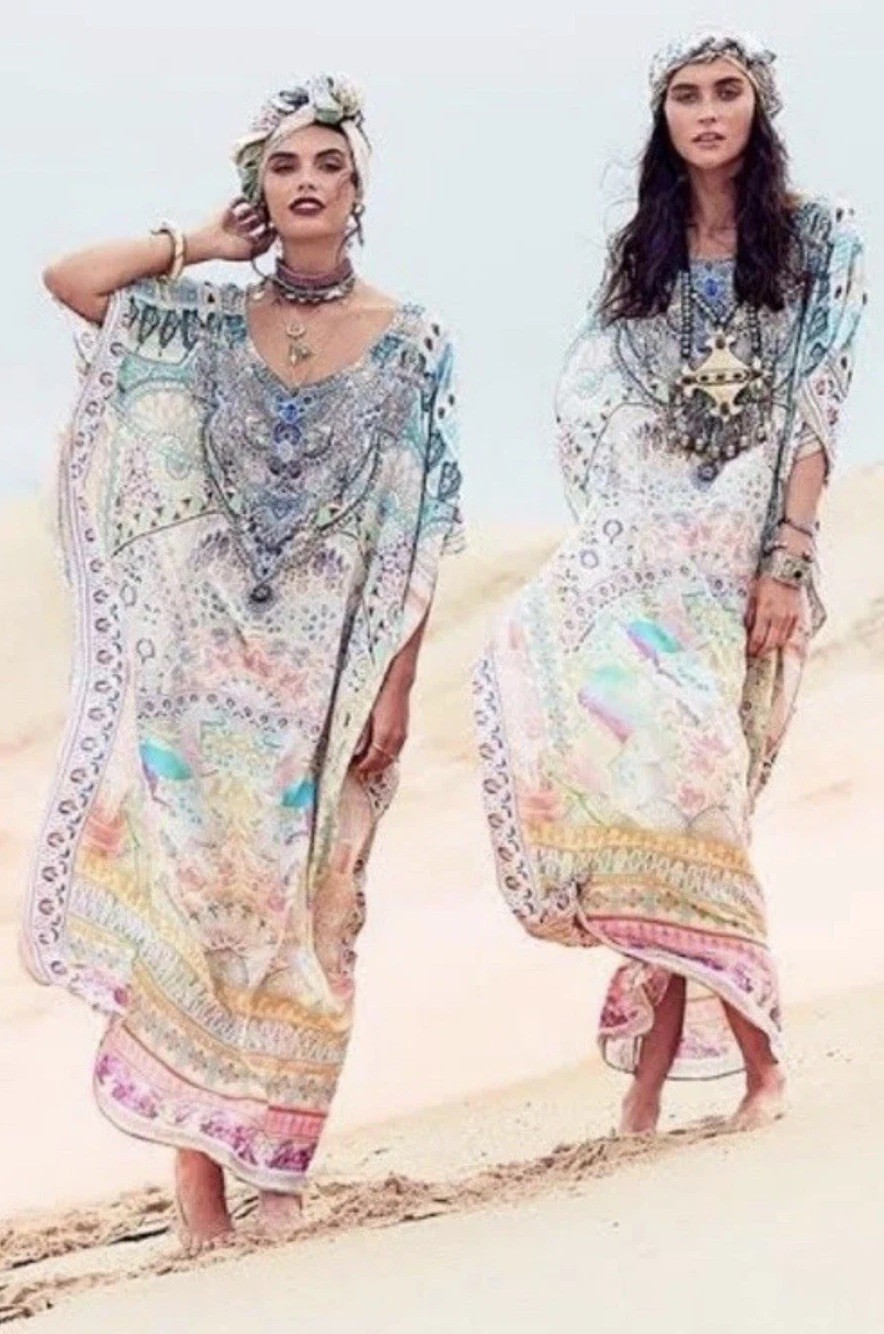 Camilla Round Neck Kaftan My Dubai Dream One Size Silk Dress Resort Long Maxi