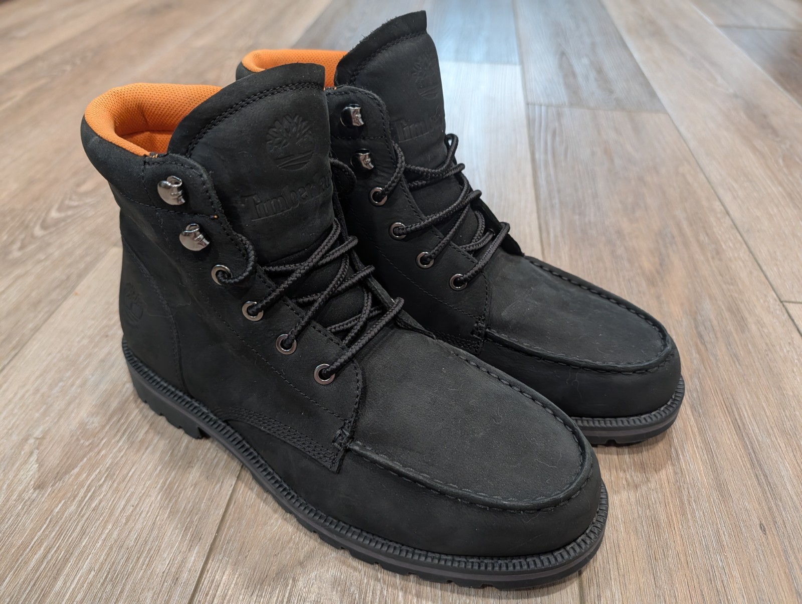 New Timberland Redwood Fall Boots Men Black Leather Waterproof Moc Toe M/8.5 New Timberland Redwood Fall Boots Men Black Leather Waterproof Moc Toe M/8.5