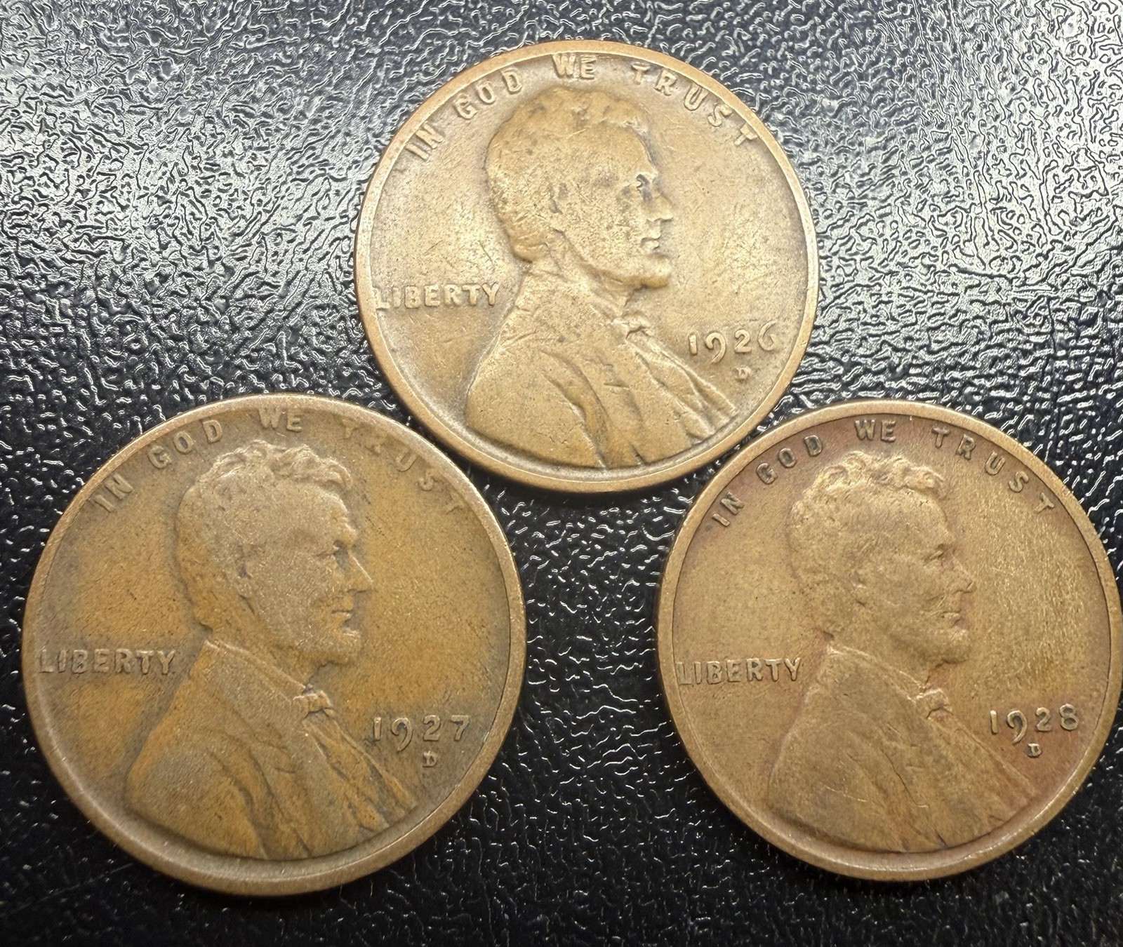 Sequential Better Dates: 1926-D, 1927-D, 1928-D Lincoln Wheat Cents (VG-F) Sequential Better Dates: 1926-D, 1927-D, 1928-D Lincoln Wheat Cents (VG-F)