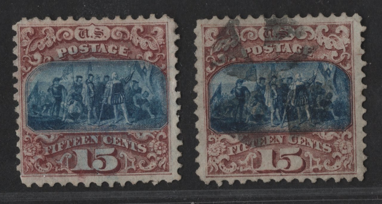 Us 1869 Fifteen Cents Types I & Ii Scott #118-119 Used Neat Perfs Light Cancels