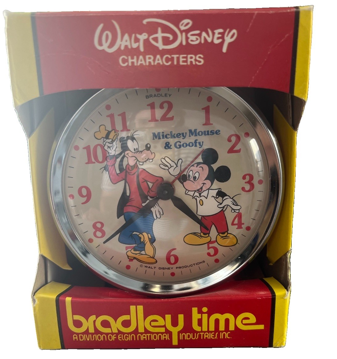 Vintage Walt Disney Mickey Mouse & Goofy Bradley Time Alarm Clock 2018BWR8 Box Vintage Walt Disney Mickey Mouse & Goofy Bradley Time Alarm Clock 2018BWR8 Box