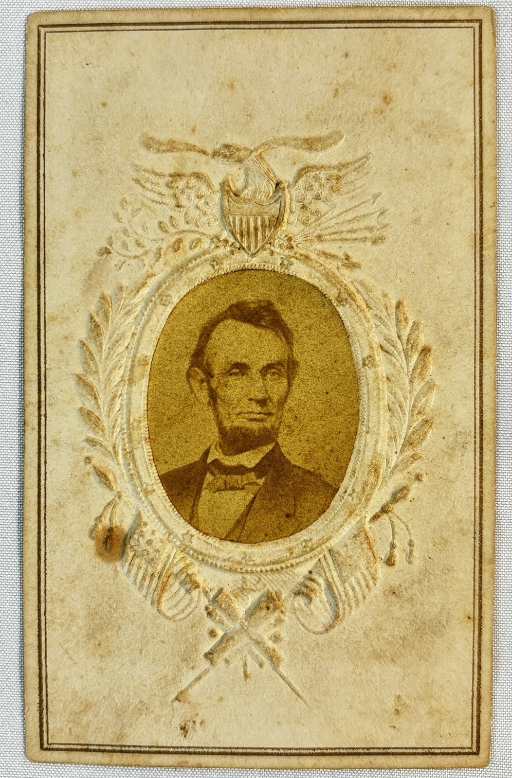 Antique 1860s Abraham Lincoln CDV Embossed Salisbury Bro & Co. - Civil War Era