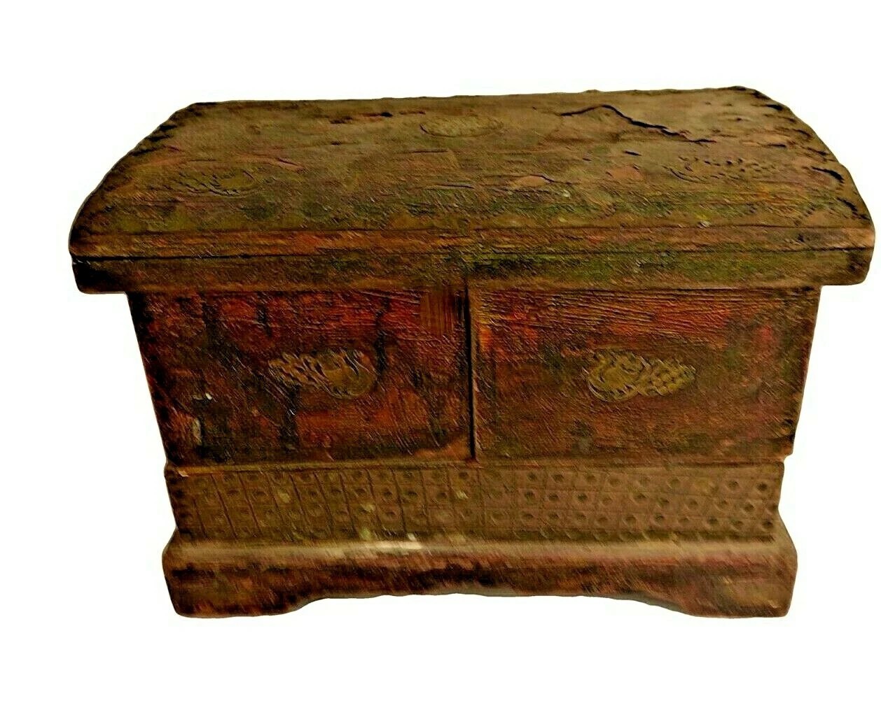 Original Antique Bronze and Wood Gate Jewelry Box