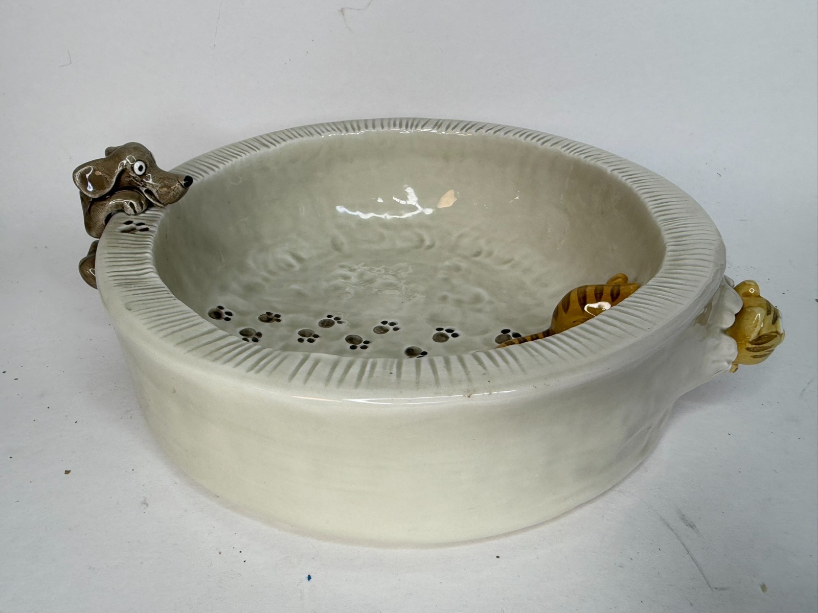 Vintage 1986 Fitz and Floyd The Cat\'s Meow Ceramic Pet Bowl Dog Cat
