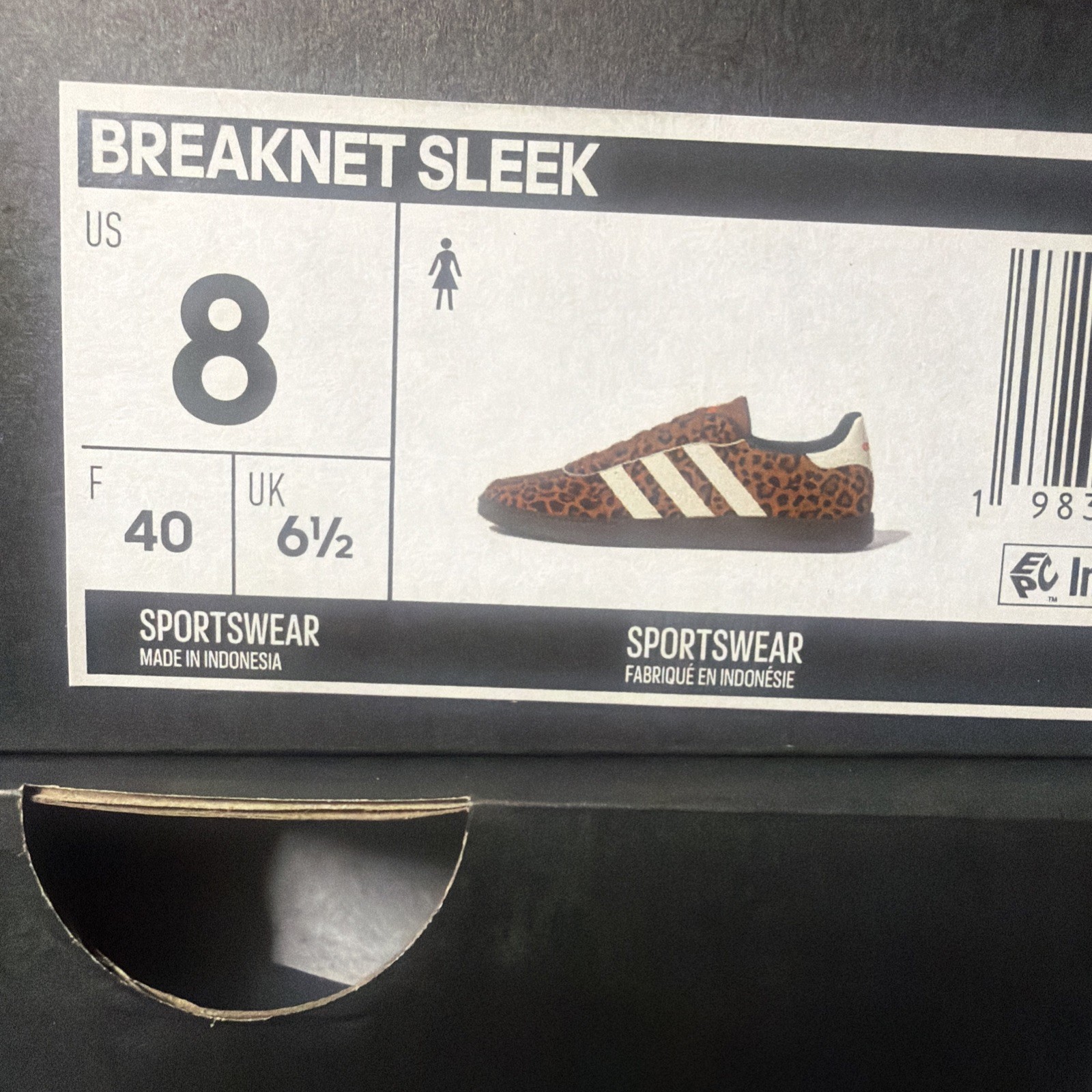 New with box Adidas Breaknet Sleek Women’s Size 8, Leopard Dusky Bronze