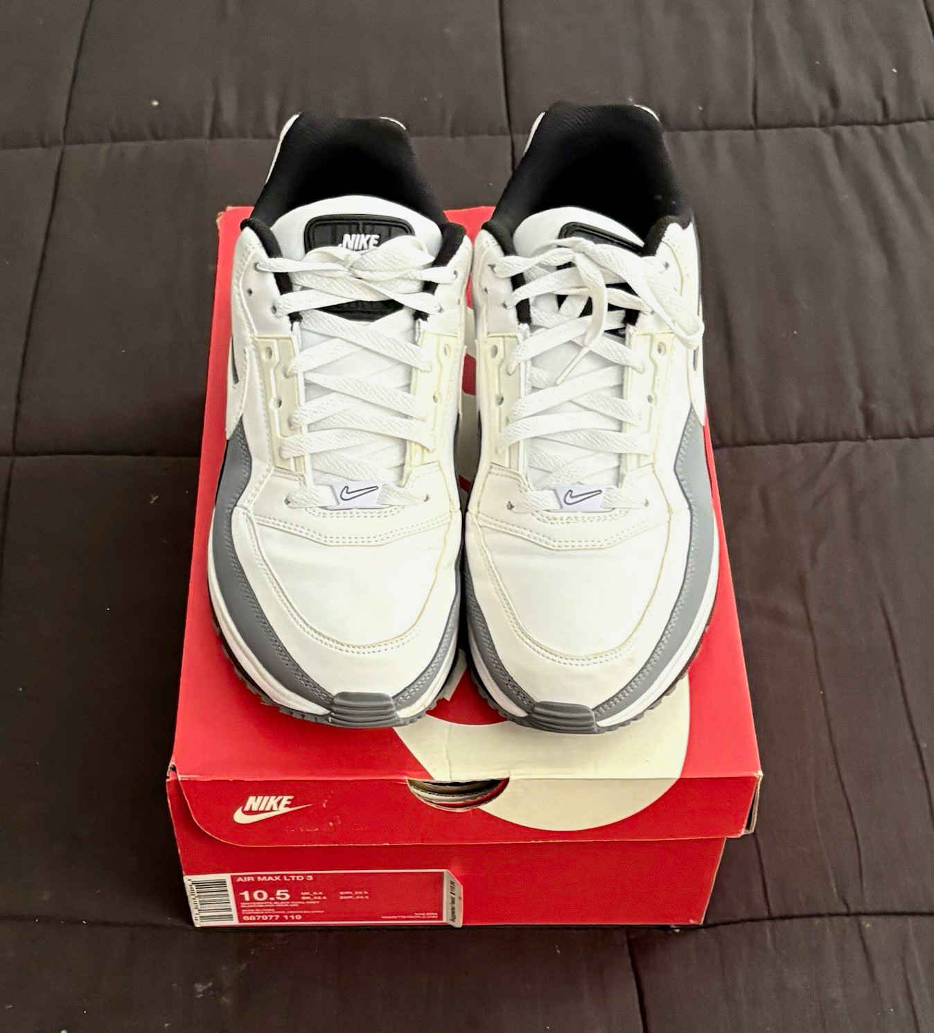 Men’s Nike Air Max LTD 3 Size 10.5 Worn 1x White/Gray/Black *Original Box