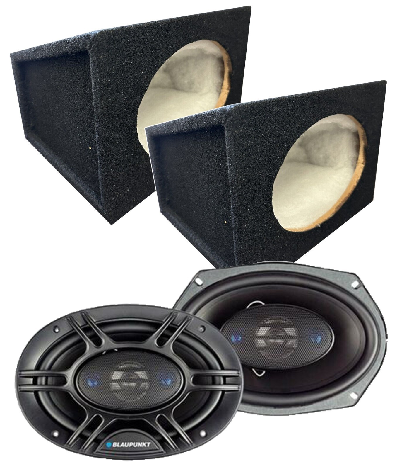 2x Blaupunkt GTX690 450W Speakers + 2x Audiotek S1 Car Truck Speaker Box