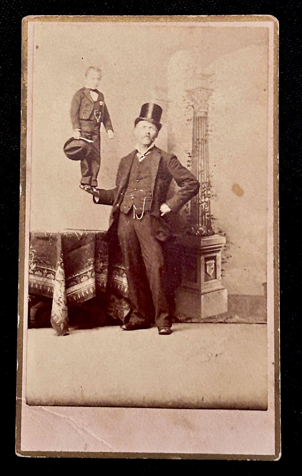 Antique Sideshow CDV Photo Major Tot Human Midget Chas Eisenmann NY 1880s