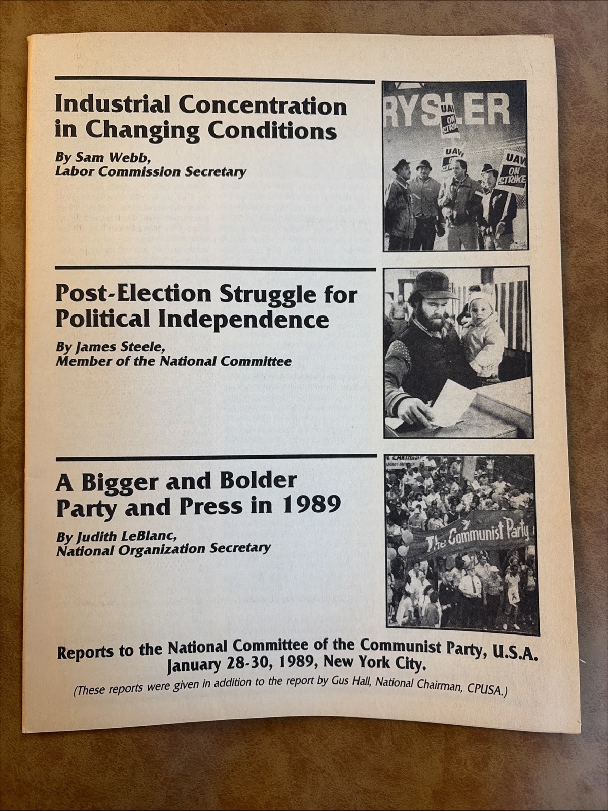 Rare 1989 Communist Party USA CPUSA National Committee Reports Pamphlet Rare 1989 Communist Party USA CPUSA National Committee Reports Pamphlet