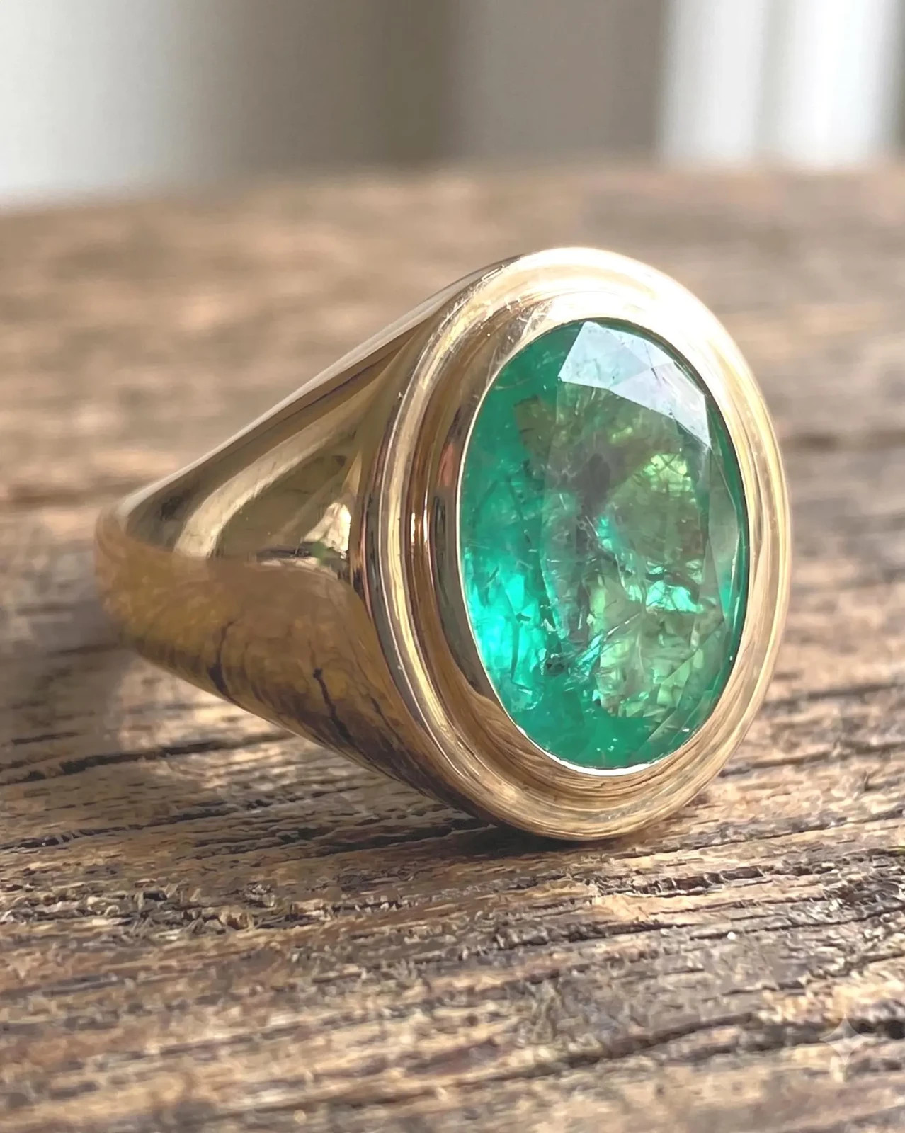 Solitaire Natural Zambia Emerald Ring 14k Solid Gold Engagement Ring