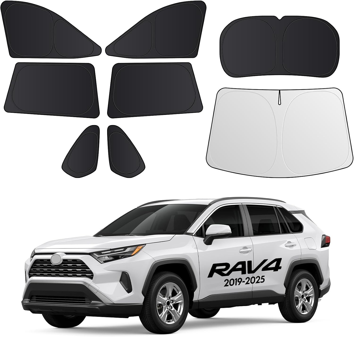 2026 8PC Full Set Window Sunshade for Toyota RAV4 | 7-Layer Cooler & Blacker (Bl