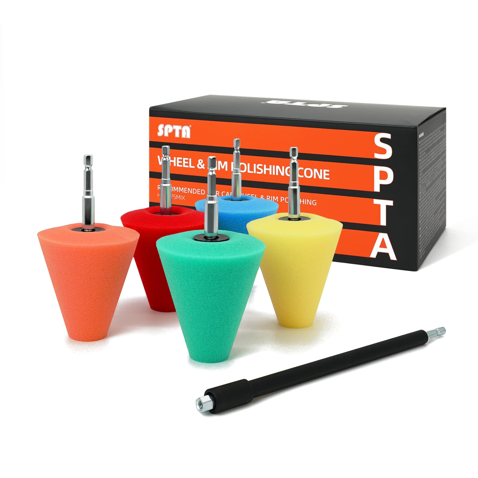 Polishing Cone, SPTA Car Wheel Hub Drill Buffing 5 Pack Cone Sets Polishing Cone, SPTA Car Wheel Hub Drill Buffing 5 Pack Cone Sets