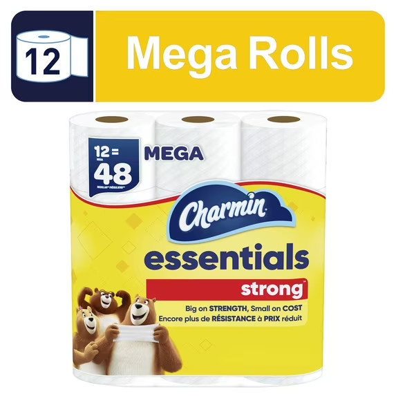 Charmin Essentials Strong Toilet Paper 12 Mega Rolls, 429 Sheets Per Roll Charmin Essentials Strong Toilet Paper 12 Mega Rolls, 429 Sheets Per Roll
