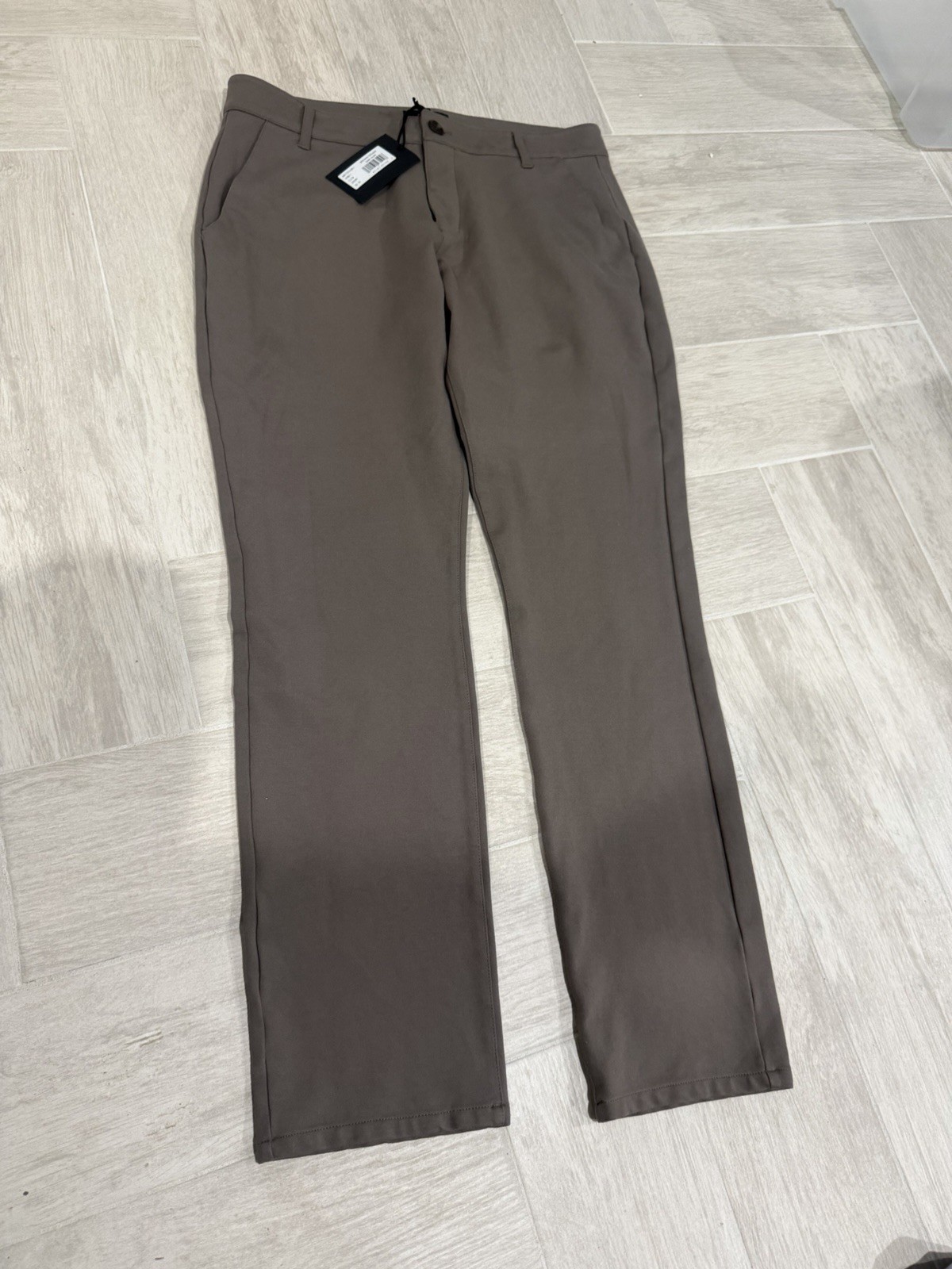 Brand New Paige Brennan Mens 33 Dark Taupe Slim Fit Stretch Pants MSRP $198