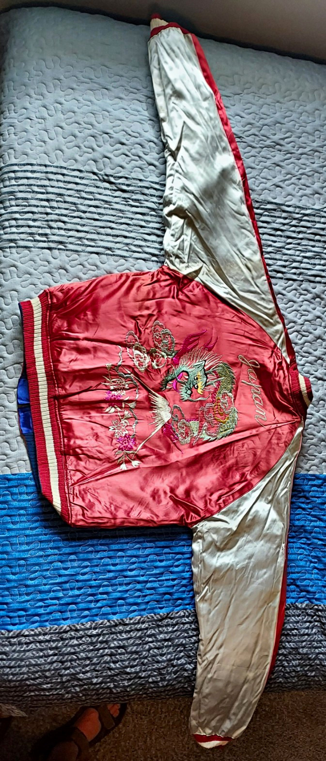Vintage 1950\'s Japanese Sukajan reversible Jacket  Embroidered Tiger /Dragon