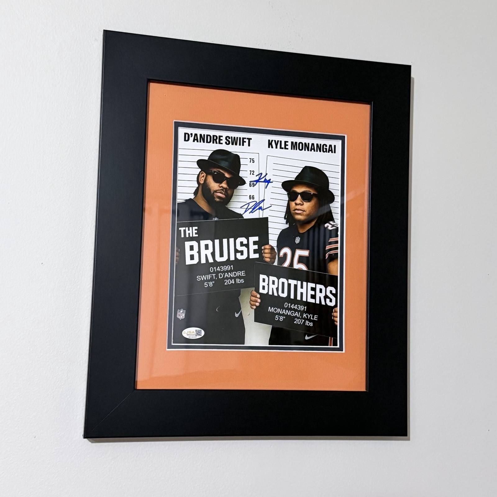 D’Andre Swift Kyle Monangai Dual Signed Bears Bruise Brothers JSA Framed 8x10