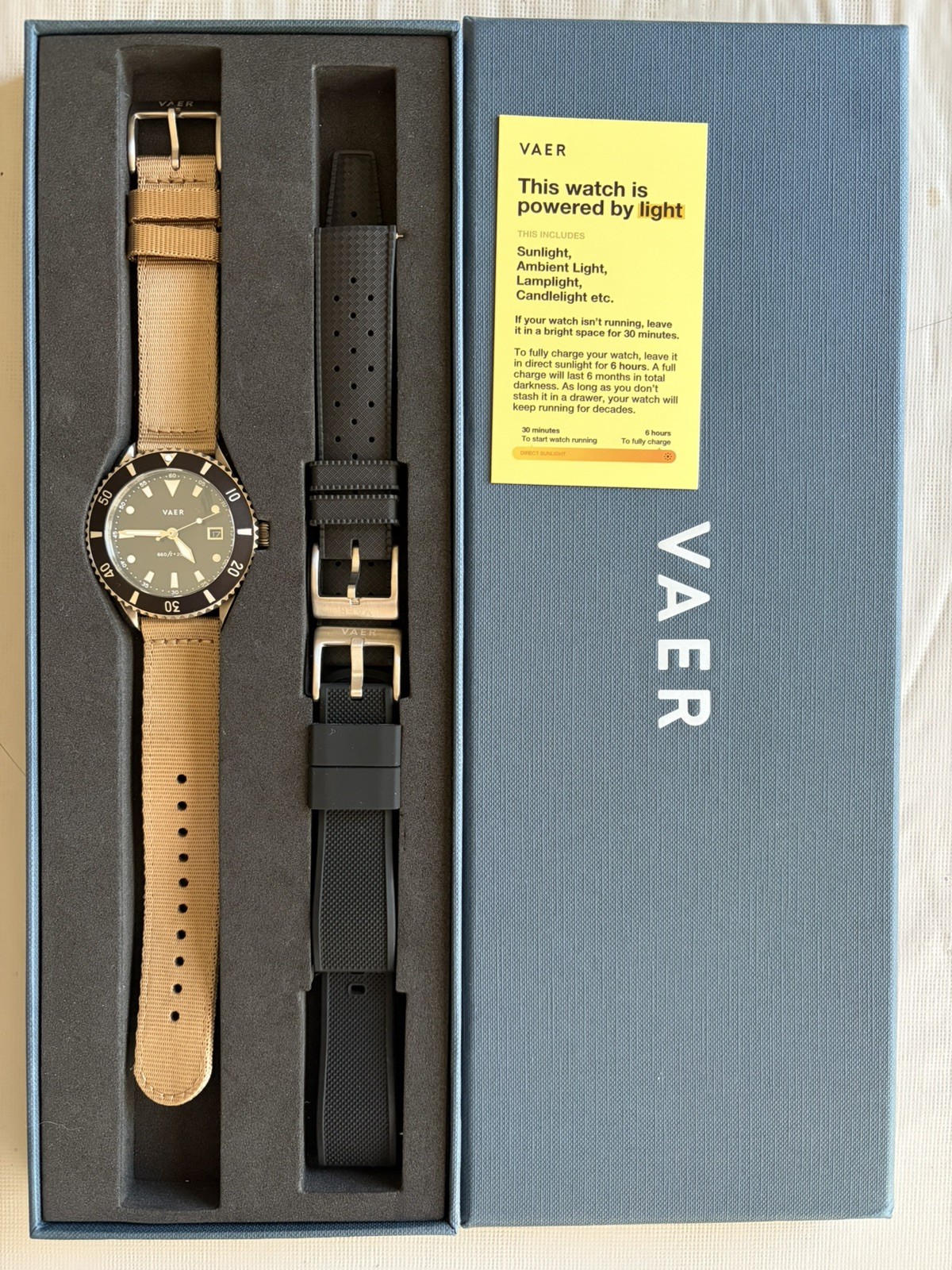Vaer DS4 Meridian 42mm Solar date Diver Exc Cond w/ Box. 3 Bands. All Original