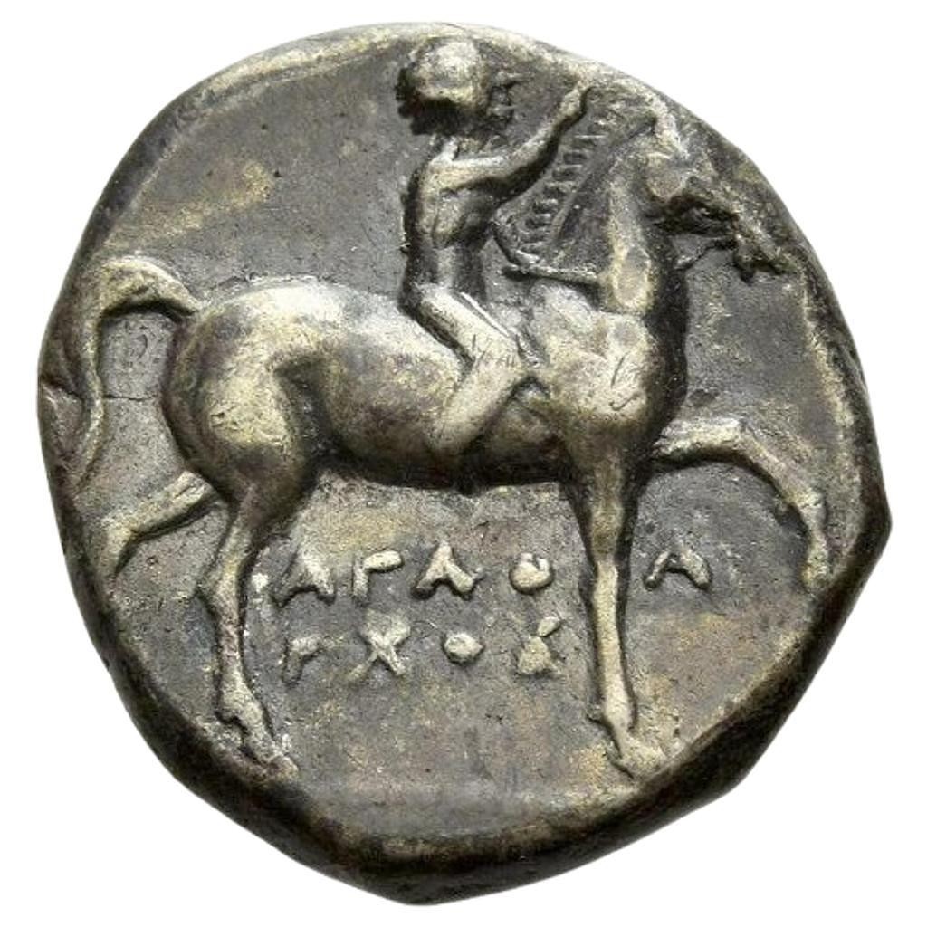 Ancient Greek, Calabria, Tarentum. 272-240 BC. Silver Nomos, Old Cabinet Toning.