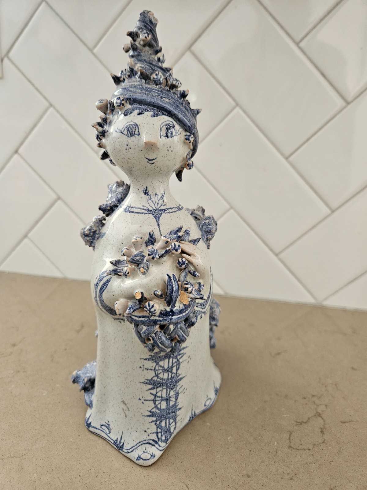 RARE VINTAGE BJORN WIINBLAD AUNT ELLA FIGURINE 1964 M19 DENMARK ART POTTERY