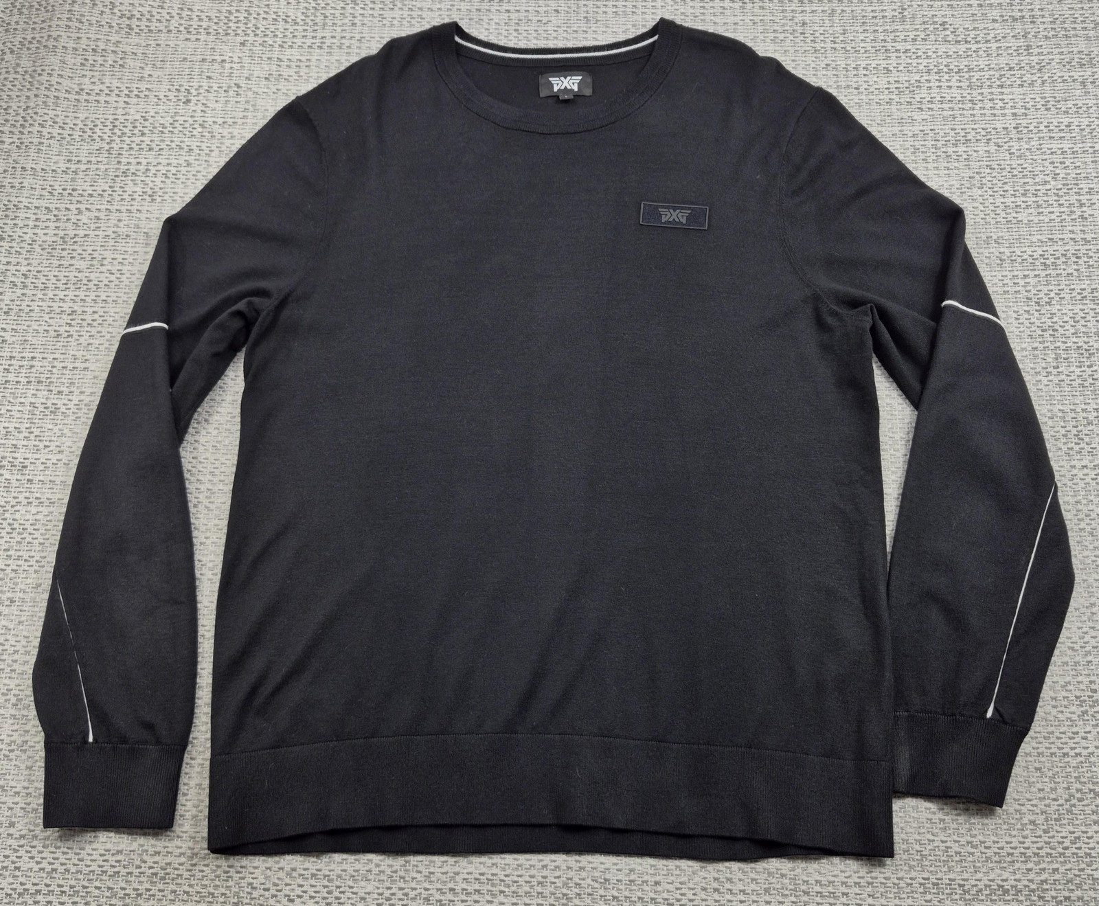 PXG Sweater Mens Large Black Crewneck Lightweight Golf Logo Knit Pullover